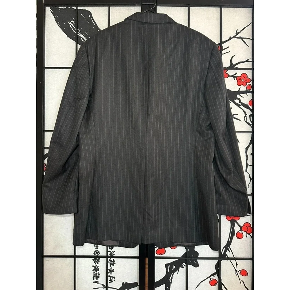 Hickey Freeman Men's Charcoal Jacket Blazer Pinstripe 44L - Loro Piana 100% Wool